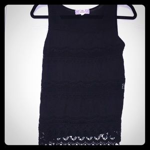 Black cotton lace tank top
